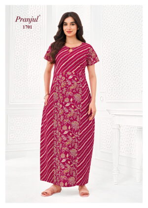 Pranjul Cotton Round Neck Nighty - 1701