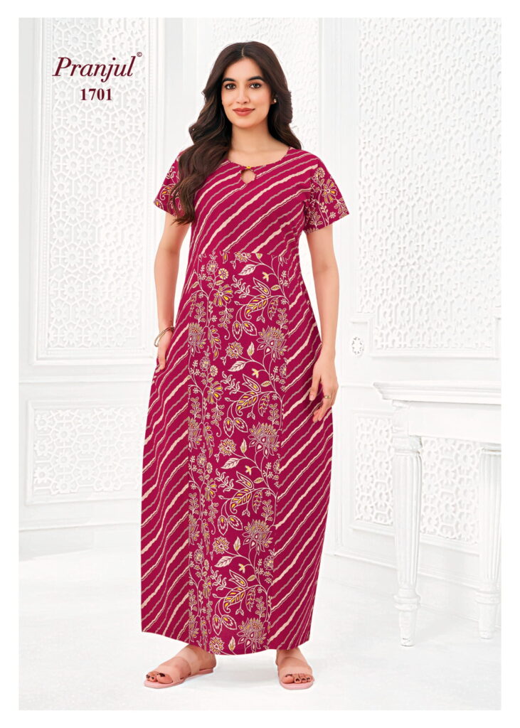 Pranjul Cotton Round Neck Nighty - 1701