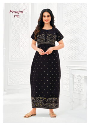 Pranjul Pure Cotton Nighty 1702 Printed Nightgown for Women