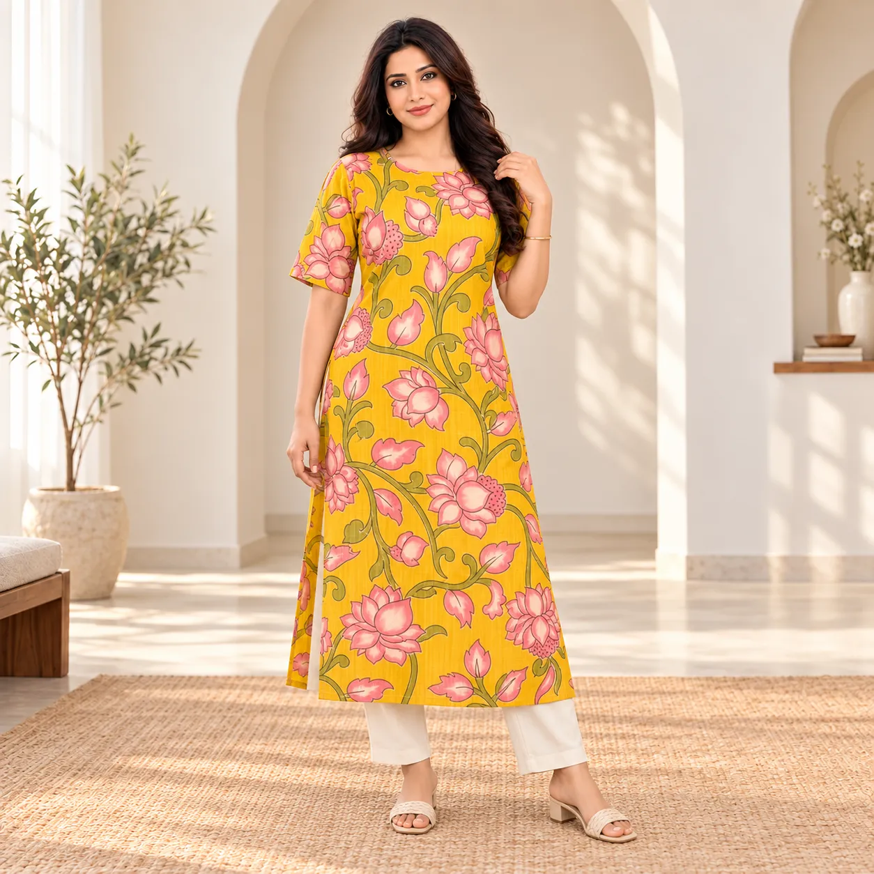 Woman wearing a kurti from the women's kurtis collection