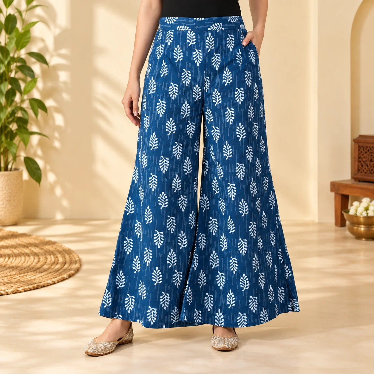 Women's wide-leg palazzo pants displayed for the collection