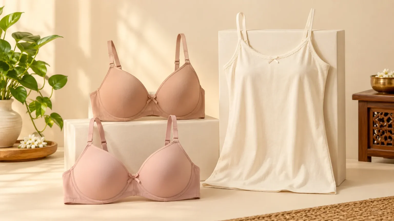 Women's slips and bras displayed as innerwear essentials