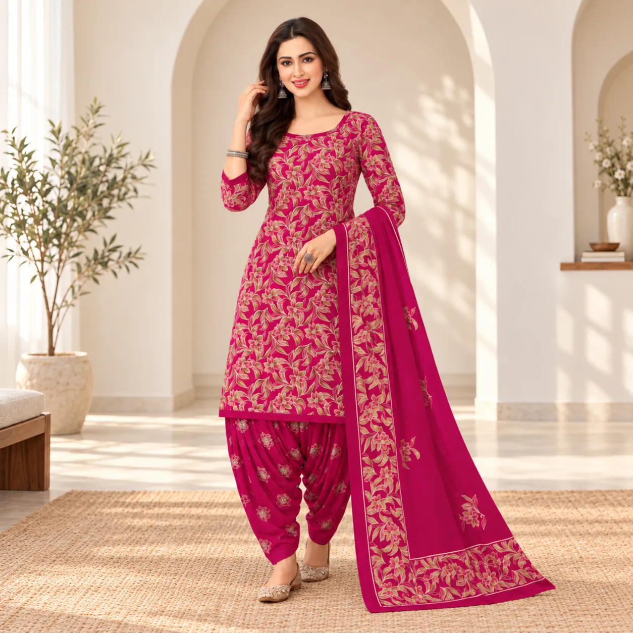 Woman wearing a readymade salwar set